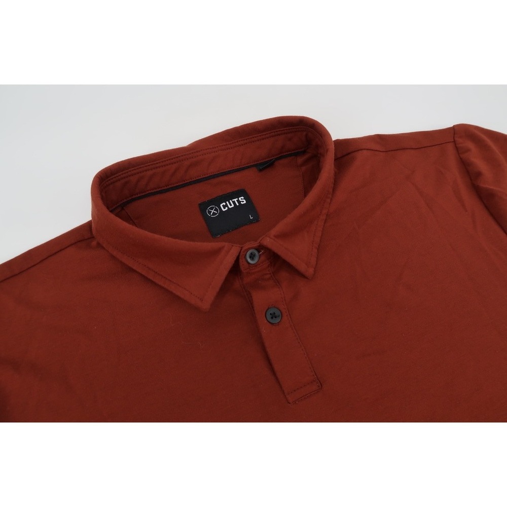 Cuts Clothing AO Polo Shirt Mens Large Rust Orange PYCA Pro Curved‎ Hem MK10012N